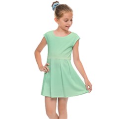 Cream Yellow To Mint Green Bilinear Gradient Kids  Cap Sleeve Dress by GradientsOmbre