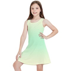 Cream Yellow To Mint Green Bilinear Gradient Kids  Lightweight Sleeveless Dress by GradientsOmbre