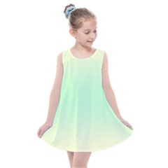 Cream Yellow To Mint Green Bilinear Gradient Kids  Summer Dress by GradientsOmbre