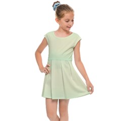 Mint Green To Cream Yellow Bilinear Gradient Kids  Cap Sleeve Dress by GradientsOmbre