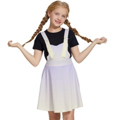 Pale Violet To Cream Yellow Linear Gradient Kids  Apron Dress by GradientsOmbre