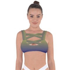 Electric Yellow To Navy Blue Linear Gradient Bandaged Up Bikini Top by GradientsOmbre