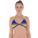 Electric Yellow To Navy Blue Bilinear Gradient Halter Neck Bikini Top View1