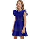 Electric Yellow To Navy Blue Bilinear Gradient Kids  Winged Sleeve Dress View2