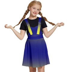 Electric Yellow To Navy Blue Bilinear Gradient Kids  Apron Dress by GradientsOmbre