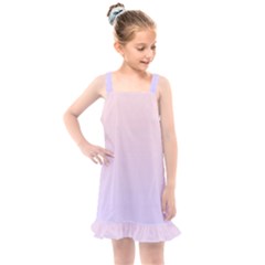 Pale Pink To Pale Violet Linear Gradient Kids  Overall Dress by GradientsOmbre