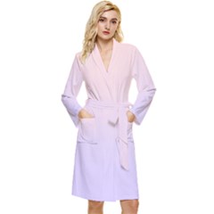 Pale Pink To Pale Violet Linear Gradient Long Sleeve Velvet Robe by GradientsOmbre