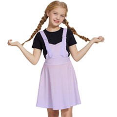 Pale Pink To Pale Violet Linear Gradient Kids  Apron Dress by GradientsOmbre