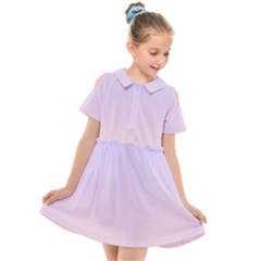 Pale Violet To Pale Pink Linear Gradient Kids  Short Sleeve Shirt Dress by GradientsOmbre