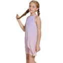 Pale Violet To Pale Pink Linear Gradient Kids  Halter Collar Waist Tie Chiffon Dress View2