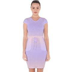 Pale Pink To Pale Violet Bilinear Gradient Capsleeve Drawstring Dress  by GradientsOmbre