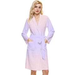 Pale Pink To Pale Violet Bilinear Gradient Long Sleeve Velvet Robe by GradientsOmbre