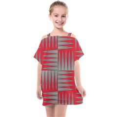 Zigzag Pattern Chevron Red Kids  One Piece Chiffon Dress by Bedest