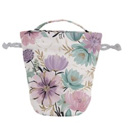 Flowers Pattern Floral Drawstring Bucket Bag by Sabxi