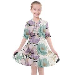 Flowers Pattern Floral Kids  All Frills Chiffon Dress by Sabxi