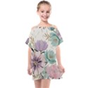 Flowers Pattern Floral Kids  One Piece Chiffon Dress View1