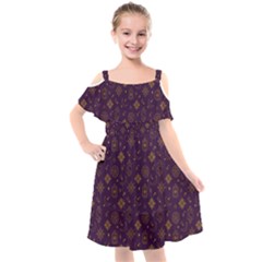 Moon Stars Pattern Kids  Cut Out Shoulders Chiffon Dress by Sabxi