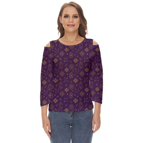 Moon Stars Pattern Cut Out Wide Sleeve Top by Sabxi