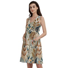 Leaves Pattern Flora Sleeveless Dress With Pocket by Sabxi