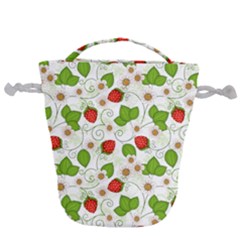 Strawberry Fruit Pattern Leaves Drawstring Bucket Bag by Sabxi