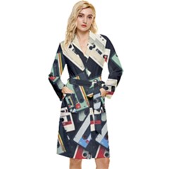 Abstract Case Long Sleeve Velvet Robe by kyorashop23