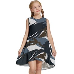 Blue Winter Camouflage, Military Camouflage Kids  Frill Swing Dress by kyorashop23