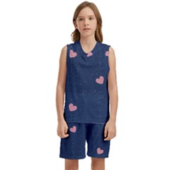 Corazones, Blue, Pattern Kids  Basketball Mesh Set