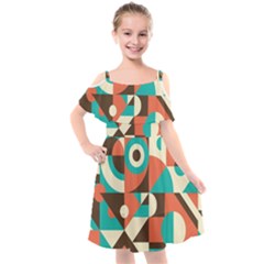 Retro Colorful Background, Retro Abstraction Kids  Cut Out Shoulders Chiffon Dress by kyorashop23