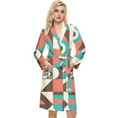 Retro Colorful Background, Retro Abstraction Long Sleeve Velvet Robe by kyorashop23