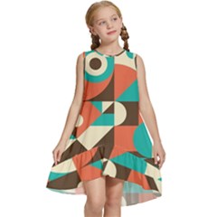 Retro Colorful Background, Retro Abstraction Kids  Frill Swing Dress by kyorashop23