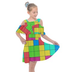 Tetris , Games, Rainbow Kids  Shoulder Cutout Chiffon Dress by kyorashop23