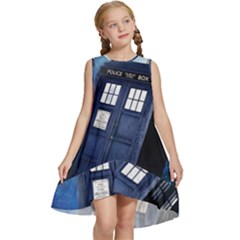 Tardis Doctor Who Space Blue Kids  Frill Swing Dress by Cemarart