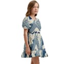 Japanese Wave Pattern Kids  Short Sleeve Dolly Dress View3