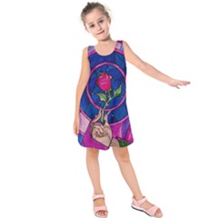 Enchanted Rose Stained Glass Kids  Sleeveless Dress by Cemarart