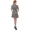 Pattern Checkered Squares Black White Pattern Belted Shirt Dress View2