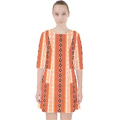 Geometrical Geometric Pattern Quarter Sleeve Pocket Dress by Sabxi