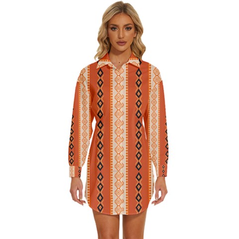 Geometrical Geometric Pattern Womens Long Sleeve Shirt Dress by Sabxi