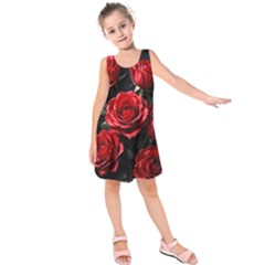 Red Roses Kids  Sleeveless Dress by Sabxi