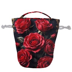 Red Roses Drawstring Bucket Bag by Sabxi