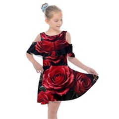 Red Roses Kids  Shoulder Cutout Chiffon Dress by Sabxi