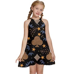 Seamless Pattern Repeat Repetition Kids  Halter Collar Waist Tie Chiffon Dress by Sabxi