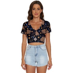 Seamless Pattern Repeat Repetition V-neck Crop Top by Sabxi