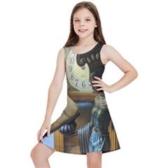 Erte Figurine And A Clock Kids  Lightweight Sleeveless Dress by bestdesignintheworld