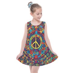 Peace Abstract Pattern Creative Drawing Kids  Summer Dress by Posterlux