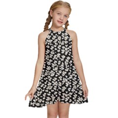 Gothic Leaf Pattern 5 Kids  Halter Collar Waist Tie Chiffon Dress by violetheavensky