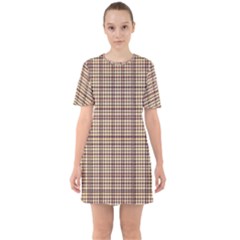 Retro 60s 50s Plaid Pattern 3 Sixties Short Sleeve Mini Dress by violetheavensky