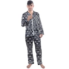 Gothic Leaf Pattern 3 Men s Long Sleeve Satin Pajamas Set by violetheavensky