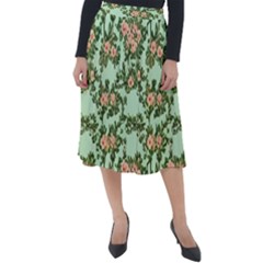 Retro 1880s Flowers Pattern 5 Classic Velour Midi Skirt  by violetheavensky