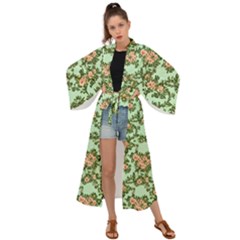 Retro 1880s Flowers Pattern 5 Maxi Kimono by violetheavensky