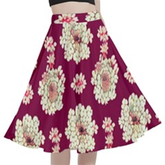 Retro 1880s Flowers Pattern A-line Full Circle Midi Skirt With Pocket by violetheavensky